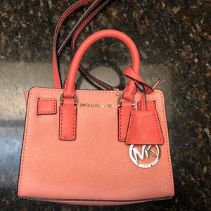 Michael Kors Dillon Mini Leather Crossbody Peach